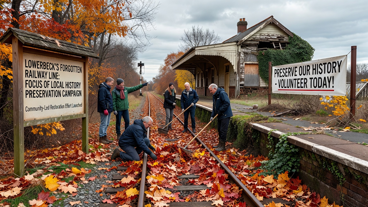 Volunteers examining a stone bridge abutment during a recent mapping exercise on the disused line